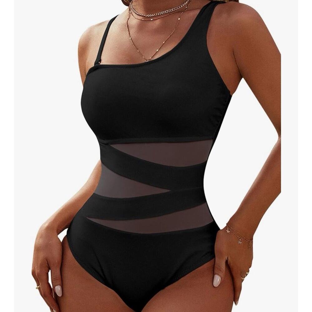 Blooming Jelly Women's Sexy One Piece Bathing Suits One Shoulder Swimsuits Large